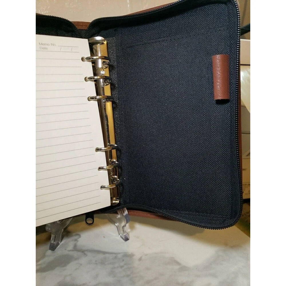Vintage At A Glance  Black Cloth  Zip Closure Planner Binder 8.5”x6”